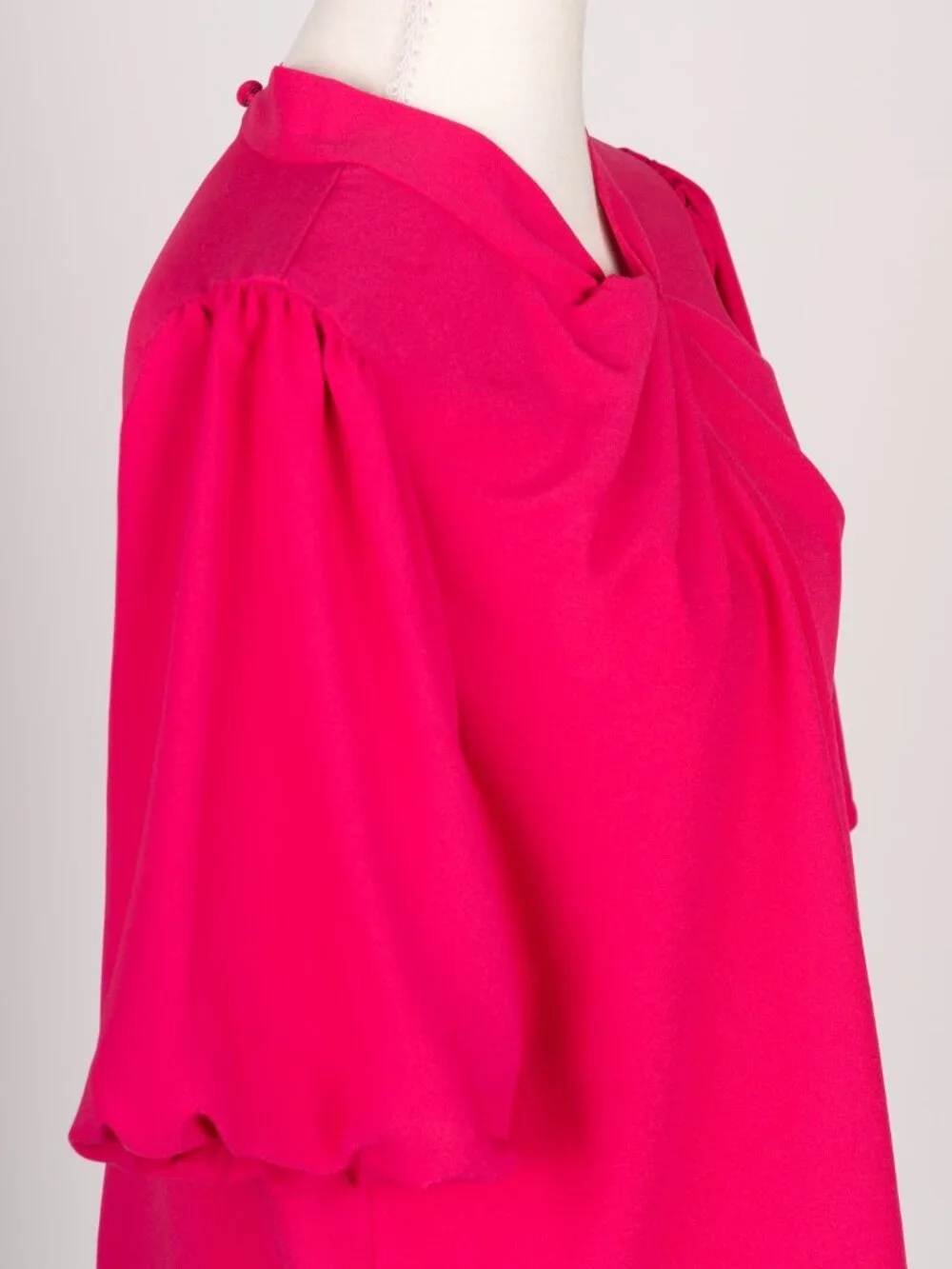LOFT Fuchsia Pink Twist Neck Puff Sleeve Blouse Size M EUC Barbiecore Office